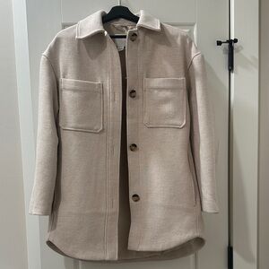 H&M Beige oversized wool jacket—shacket XS